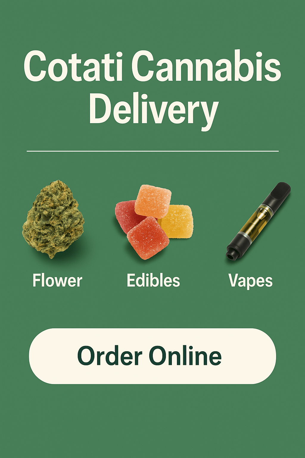 Cotati cannabis delivery by Farmhouse Artisan Market – same-day weed delivery service with premium flower, edibles, vapes, and pre-rolls in Sonoma County.
